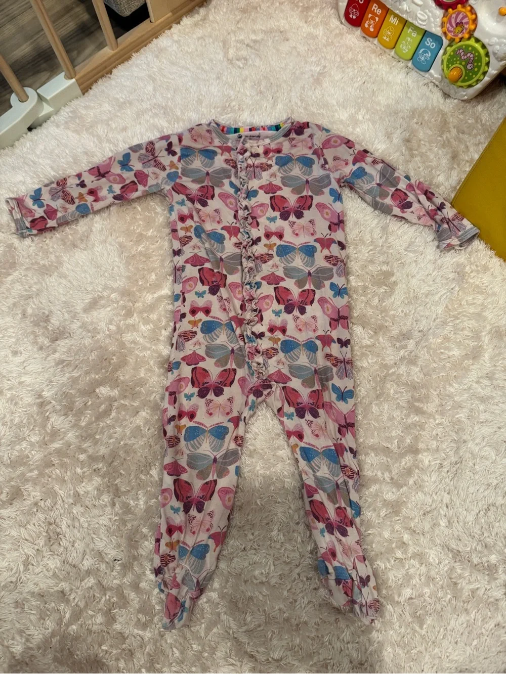 Magnetic Me Footie - Butterfly Print Pink